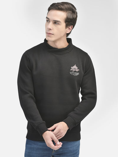 Black Printed Sweatshirt-Men Sweatshirts-Crimsoune Club