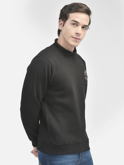 Black Printed Sweatshirt-Men Sweatshirts-Crimsoune Club