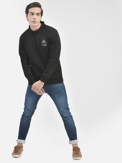 Black Printed Sweatshirt-Men Sweatshirts-Crimsoune Club