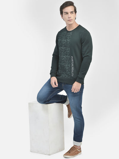 Green Printed Sweatshirt-Men Sweatshirts-Crimsoune Club