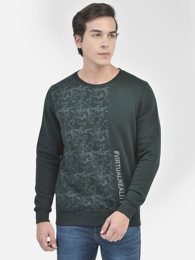 Green Printed Sweatshirt-Men Sweatshirts-Crimsoune Club