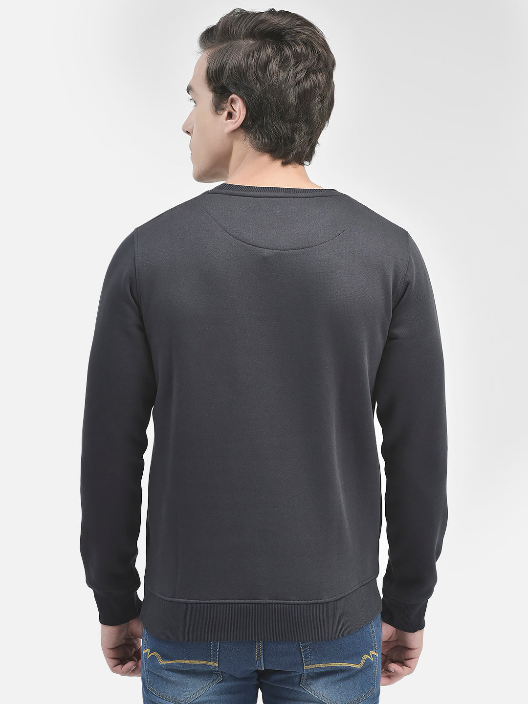 Navy Blue Printed Sweatshirt-Men Sweatshirts-Crimsoune Club
