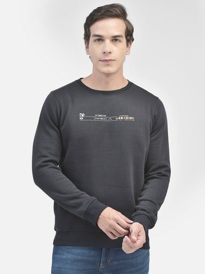 Navy Blue Printed Sweatshirt-Men Sweatshirts-Crimsoune Club