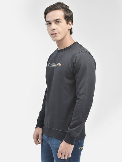 Navy Blue Printed Sweatshirt-Men Sweatshirts-Crimsoune Club