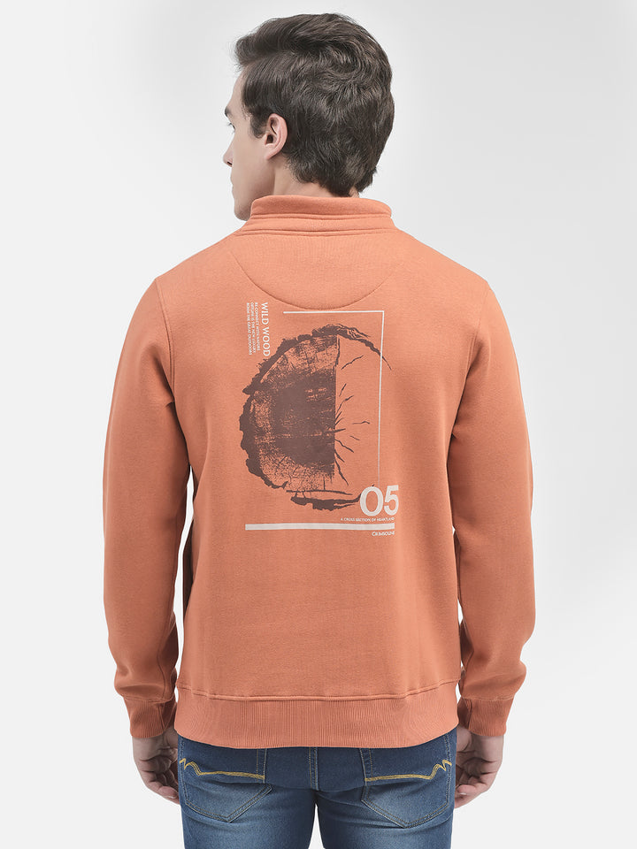 Orange Printed Sweatshirt-Men Sweatshirts-Crimsoune Club