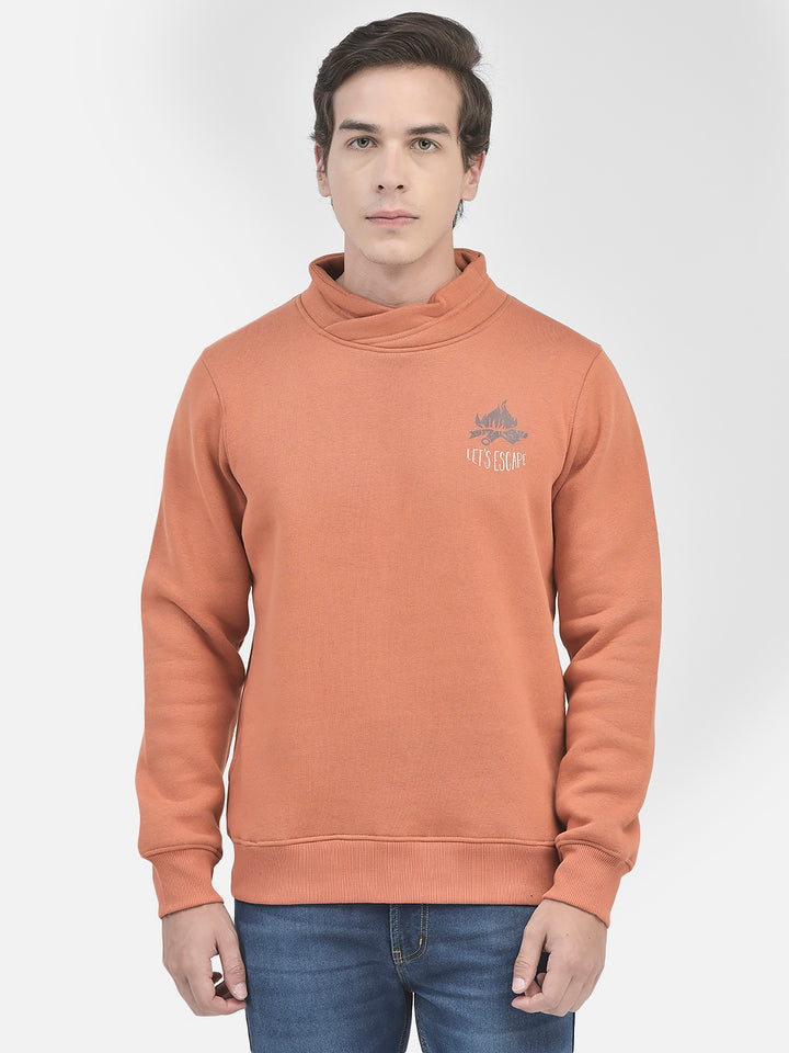 Orange Printed Sweatshirt-Men Sweatshirts-Crimsoune Club