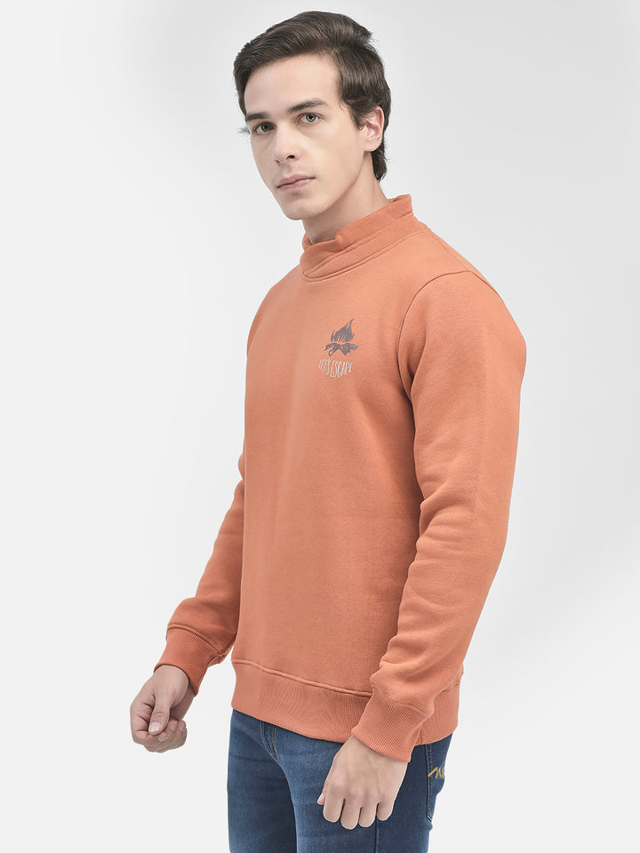 Orange Printed Sweatshirt-Men Sweatshirts-Crimsoune Club
