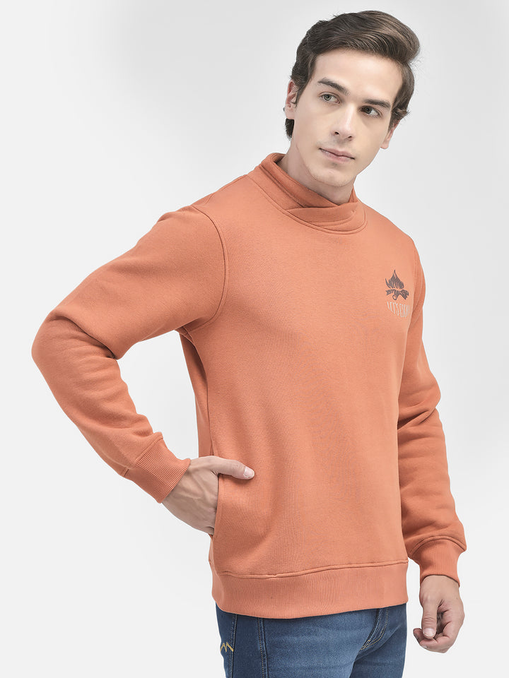 Orange Printed Sweatshirt-Men Sweatshirts-Crimsoune Club