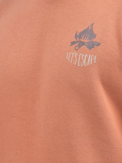 Orange Printed Sweatshirt-Men Sweatshirts-Crimsoune Club