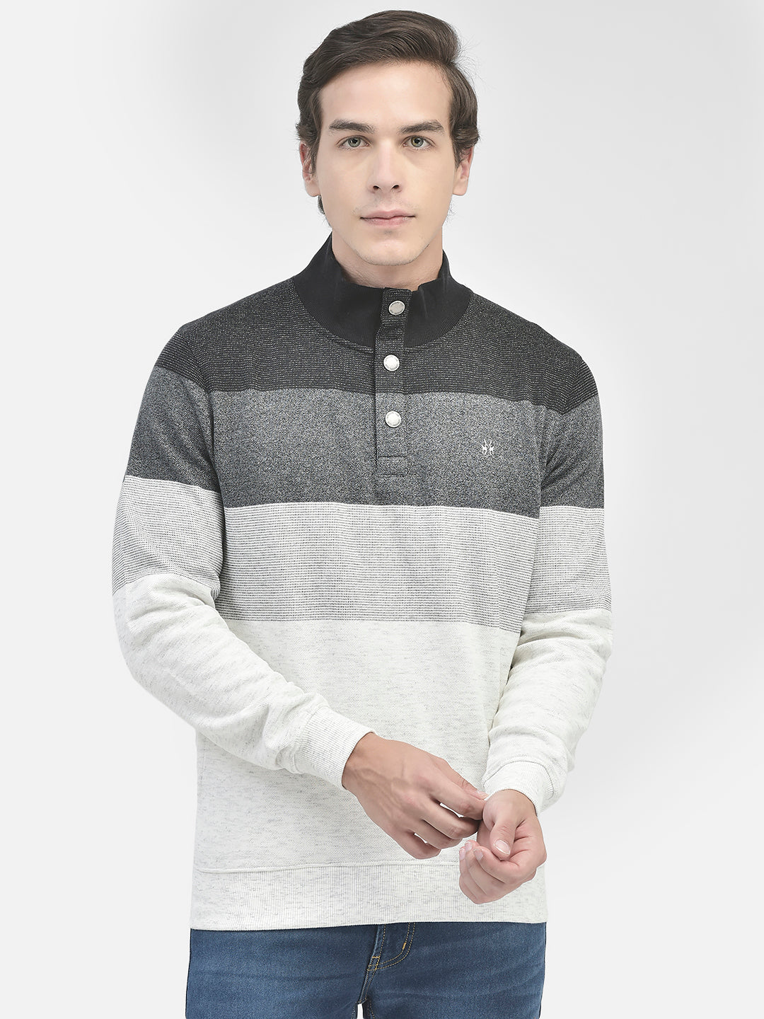 Black Colourblocked Sweatshirt-Men Sweatshirts-Crimsoune Club