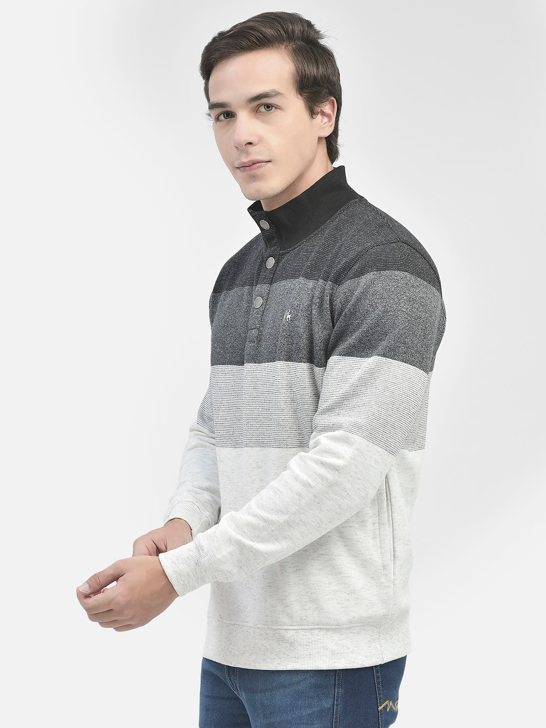 Black Colourblocked Sweatshirt-Men Sweatshirts-Crimsoune Club