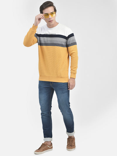 Mustard Colourblocked Sweatshirt-Men Sweatshirts-Crimsoune Club