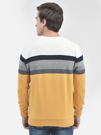 Mustard Colourblocked Sweatshirt-Men Sweatshirts-Crimsoune Club