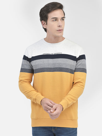 Mustard Colourblocked Sweatshirt-Men Sweatshirts-Crimsoune Club
