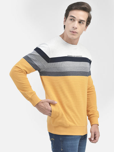 Mustard Colourblocked Sweatshirt-Men Sweatshirts-Crimsoune Club