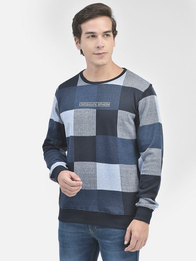 Navy Blue Printed Sweatshirt-Men Sweatshirts-Crimsoune Club