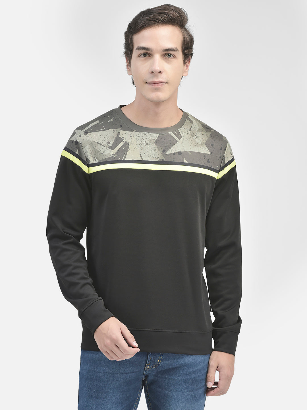 Black Printed Sweatshirt-Men Sweatshirts-Crimsoune Club