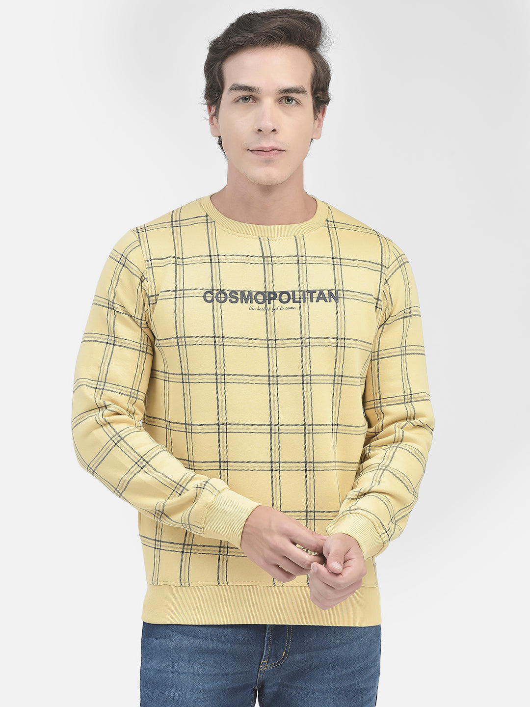 Yellow Striped Sweatshirt-Men Sweatshirts-Crimsoune Club