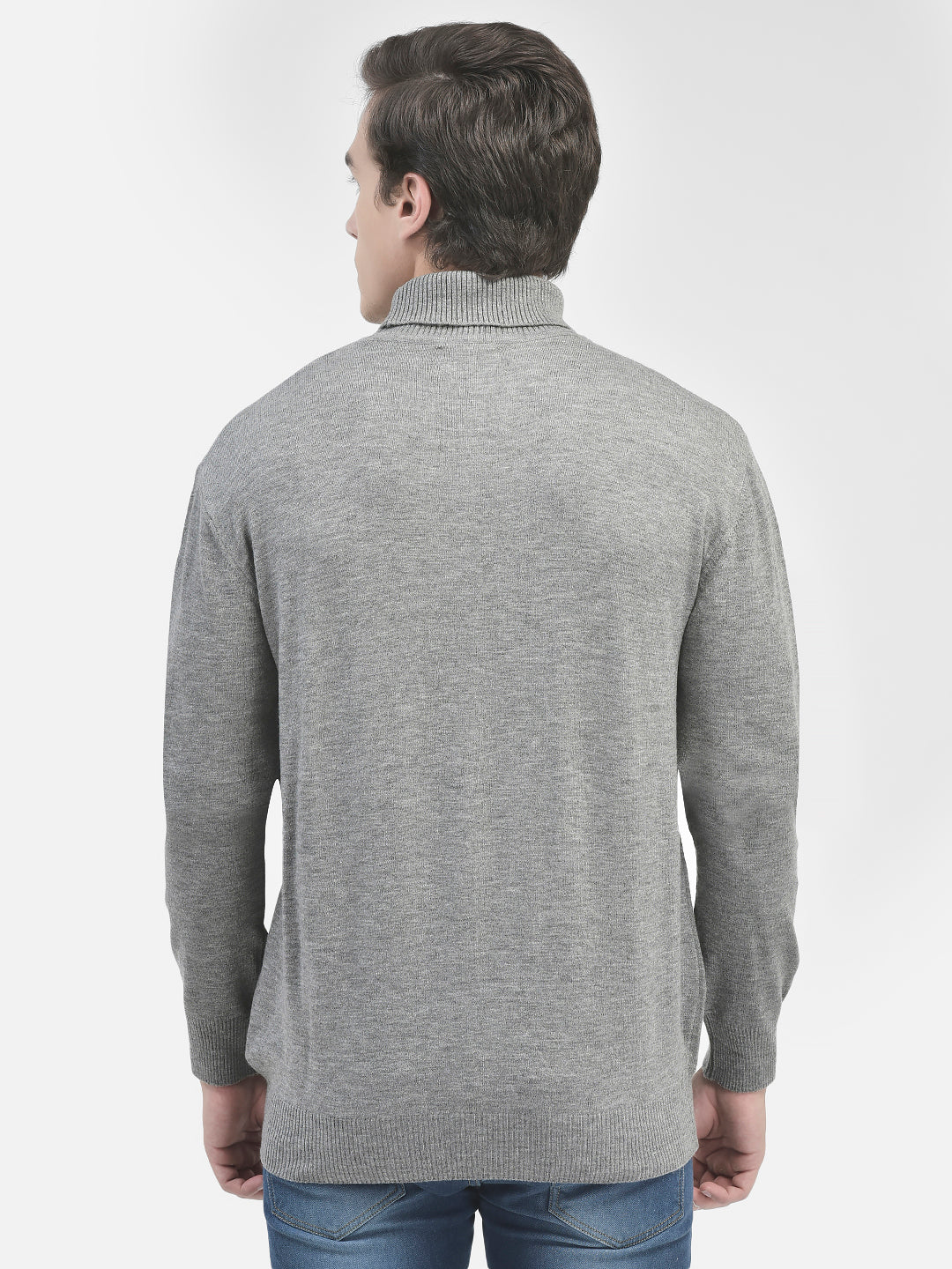 Grey Turtle Neck Sweater-Men Sweaters-Crimsoune Club