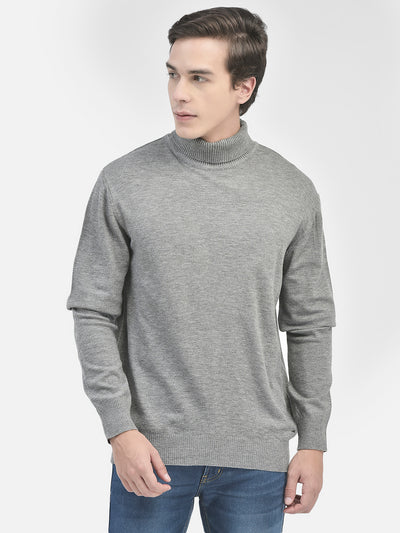 Grey Turtle Neck Sweater-Men Sweaters-Crimsoune Club