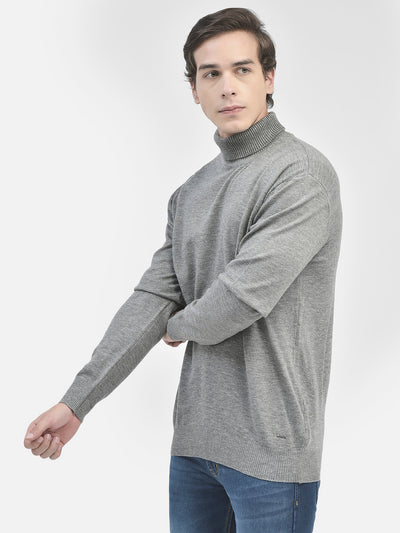 Grey Turtle Neck Sweater-Men Sweaters-Crimsoune Club