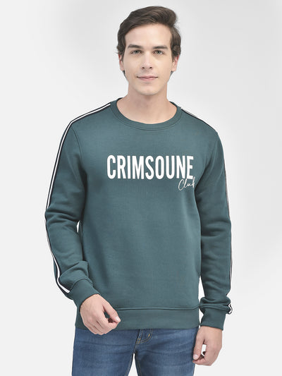 Green Printed Sweatshirt-Men Sweatshirts-Crimsoune Club