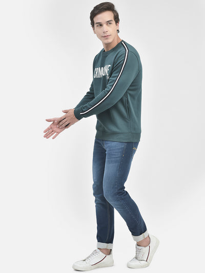 Green Printed Sweatshirt-Men Sweatshirts-Crimsoune Club