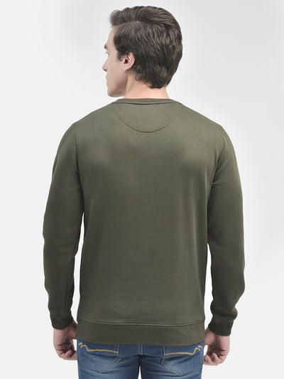 Olive Printed Sweatshirt-Men Sweatshirts-Crimsoune Club