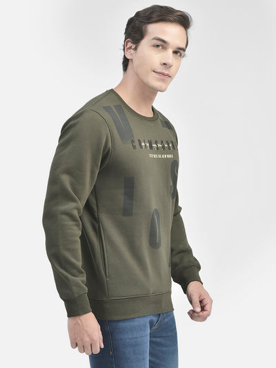 Olive Printed Sweatshirt-Men Sweatshirts-Crimsoune Club