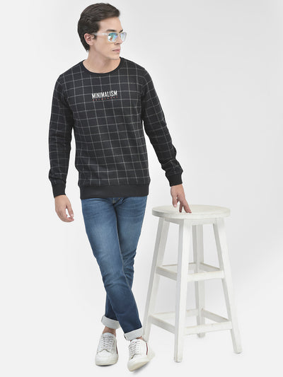 Black Printed Sweatshirt-Men Sweatshirts-Crimsoune Club