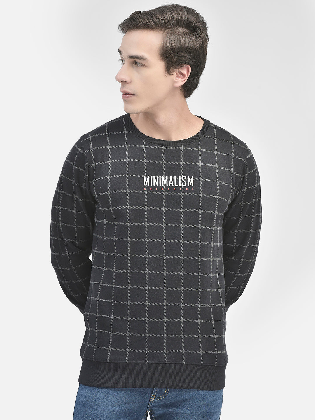 Black Printed Sweatshirt-Men Sweatshirts-Crimsoune Club