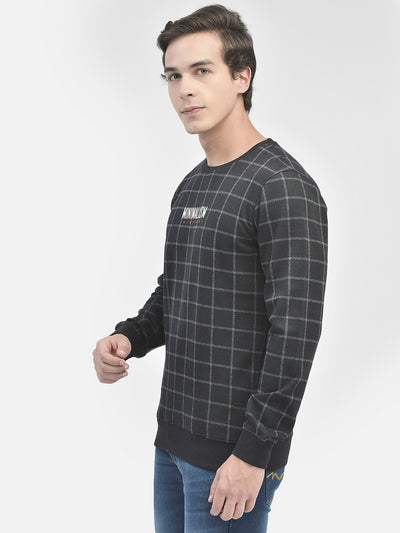 Black Printed Sweatshirt-Men Sweatshirts-Crimsoune Club