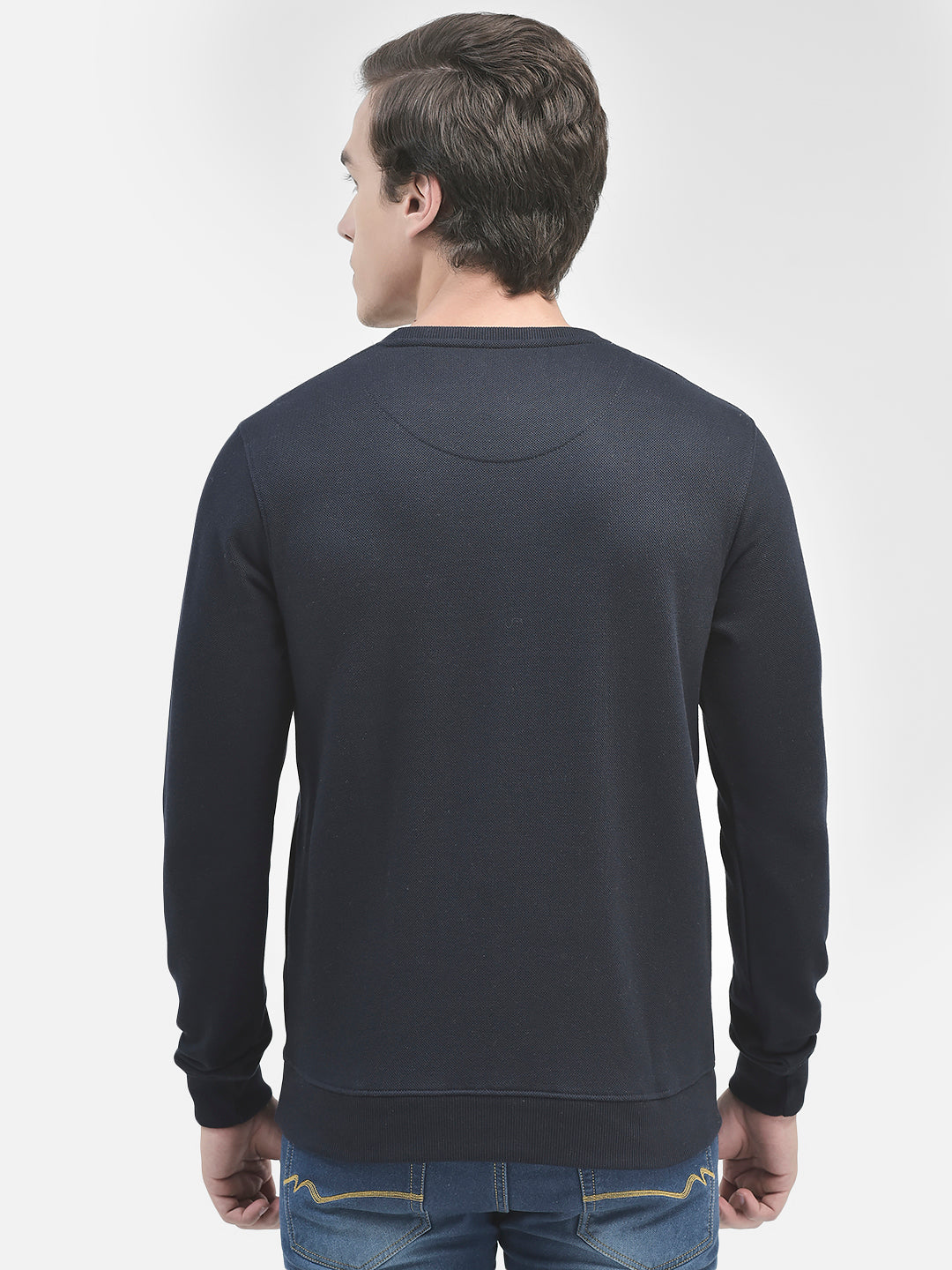 Navy Blue Printed Sweatshirt-Men Sweatshirts-Crimsoune Club