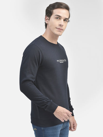 Navy Blue Printed Sweatshirt-Men Sweatshirts-Crimsoune Club