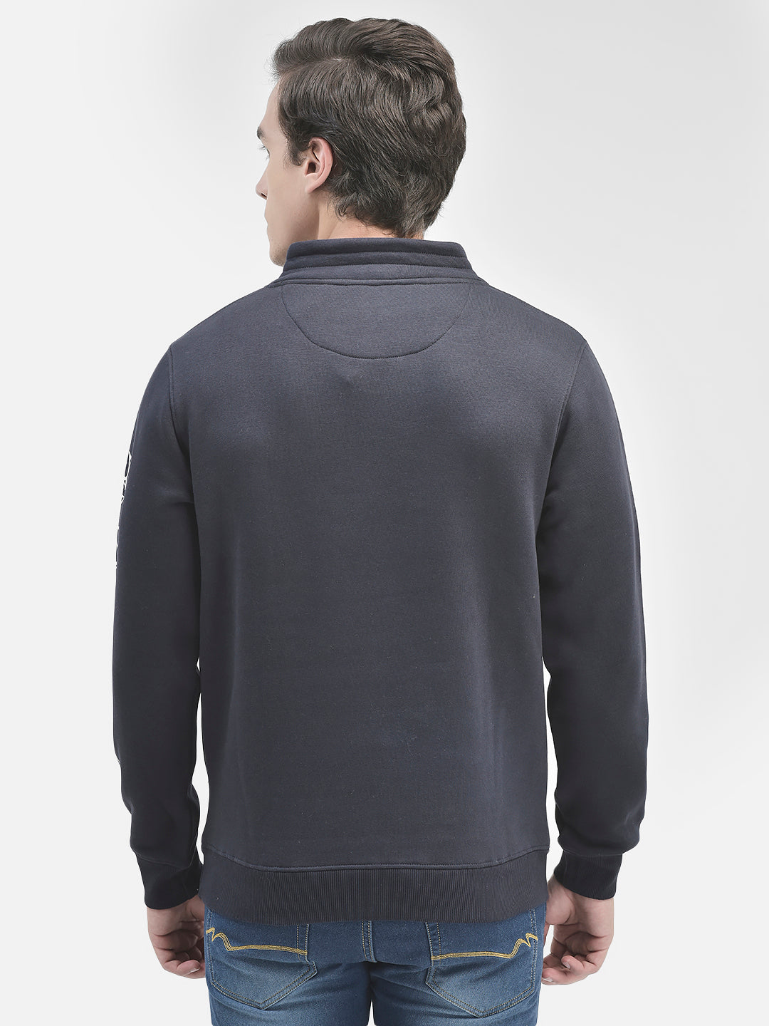 Navy Blue Printed Sweatshirt-Men Sweatshirts-Crimsoune Club