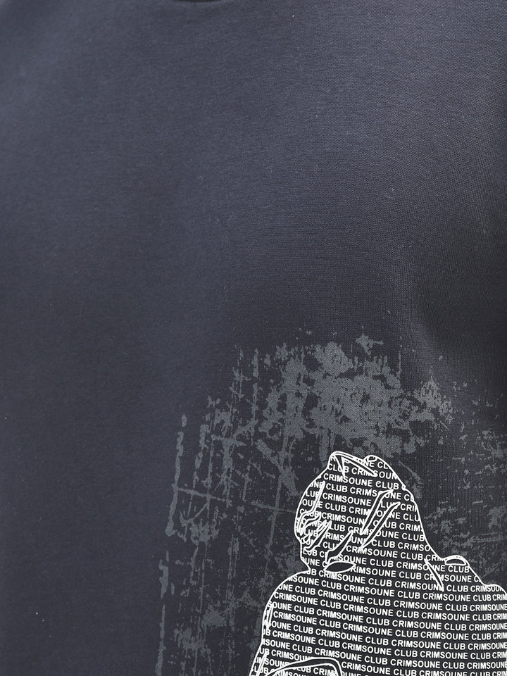 Navy Blue Printed Sweatshirt-Men Sweatshirts-Crimsoune Club