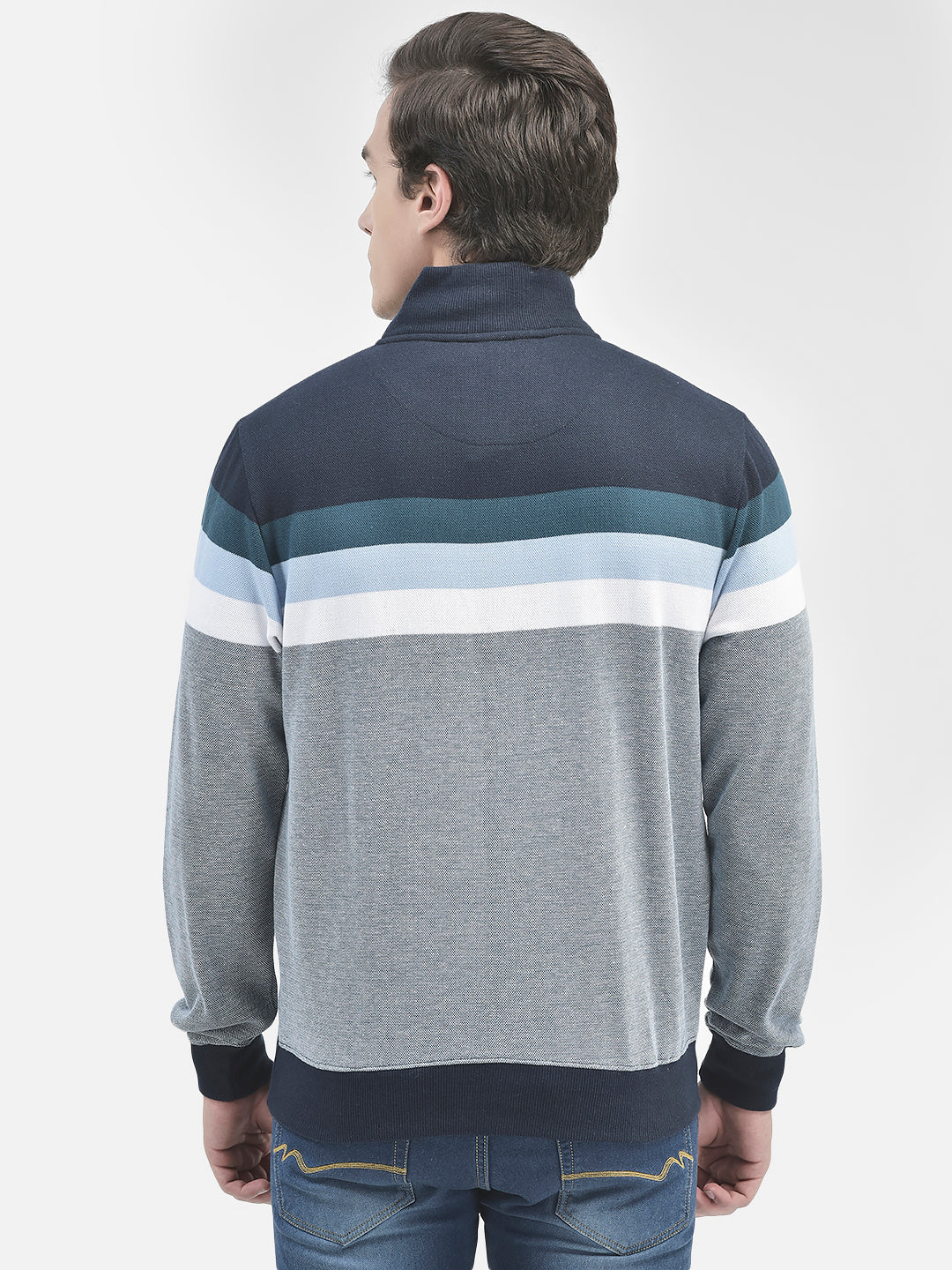 Blue Striped Sweatshirt-Men Sweatshirts-Crimsoune Club