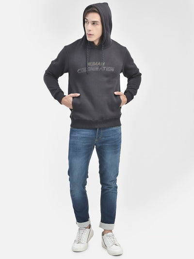 Navy Blue Printed Hooded Sweatshirt-Men Sweatshirts-Crimsoune Club