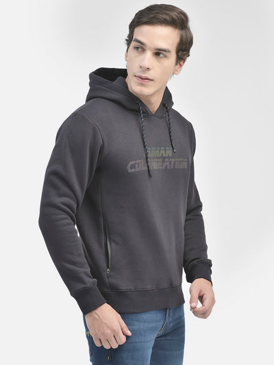 Navy Blue Printed Hooded Sweatshirt-Men Sweatshirts-Crimsoune Club