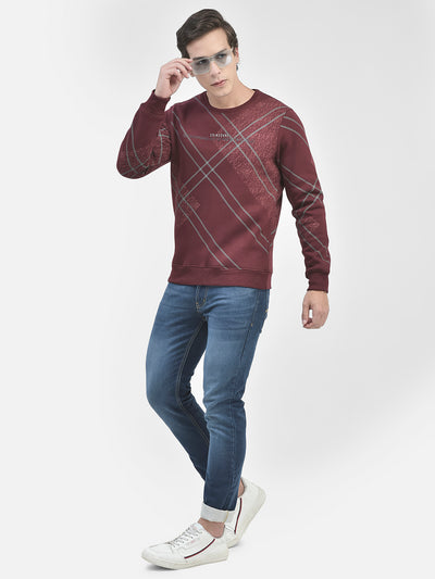 Wine Printed Sweatshirt-Men Sweatshirts-Crimsoune Club