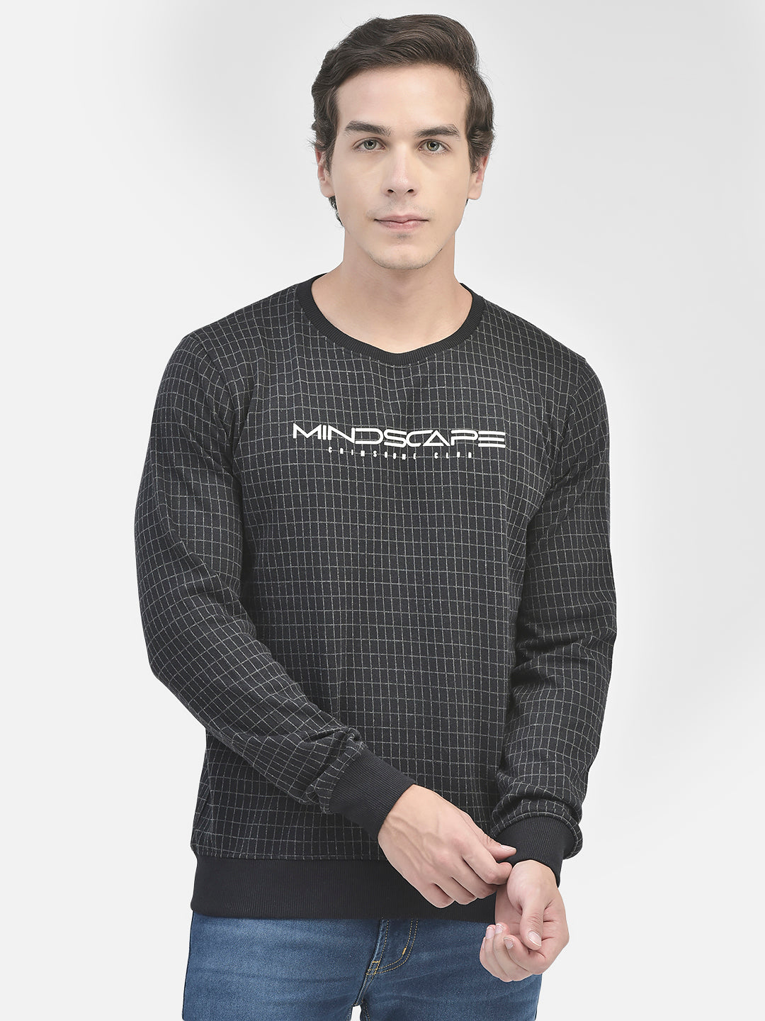 Black Printed Sweatshirt-Men Sweatshirts-Crimsoune Club