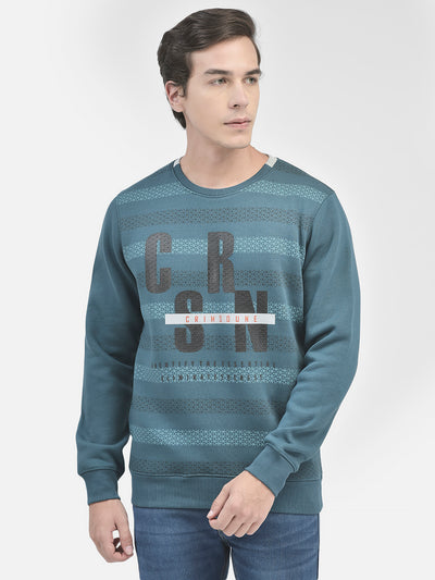 Green Printed Sweatshirt-Men Sweatshirts-Crimsoune Club