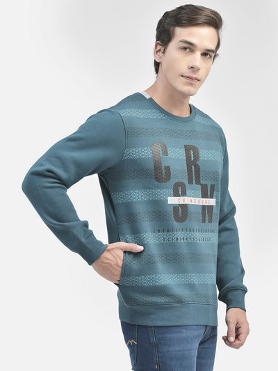 Green Printed Sweatshirt-Men Sweatshirts-Crimsoune Club