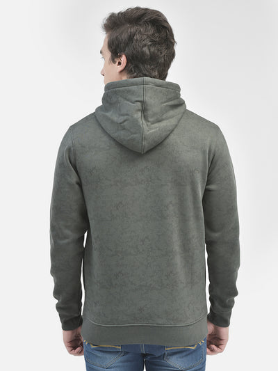 Olive Printed Hooded Sweatshirt-Men Sweatshirts-Crimsoune Club