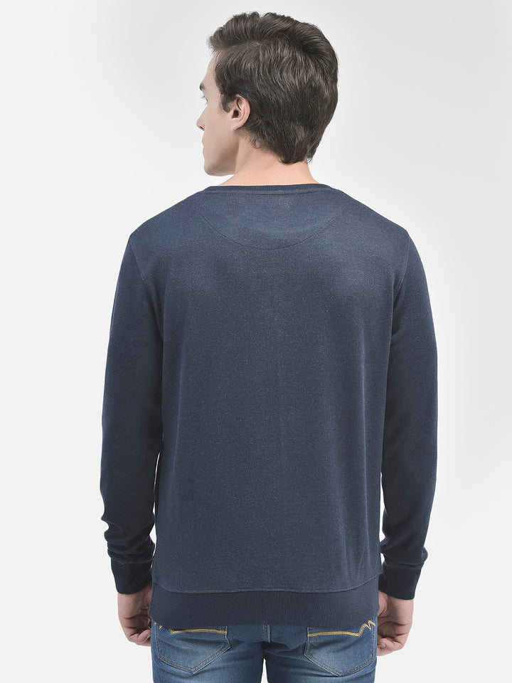 Navy Blue Printed Sweatshirt-Men Sweatshirts-Crimsoune Club