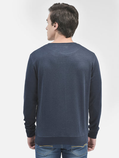 Navy Blue Printed Sweatshirt-Men Sweatshirts-Crimsoune Club