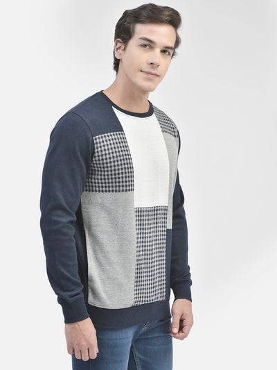 Navy Blue Printed Sweatshirt-Men Sweatshirts-Crimsoune Club