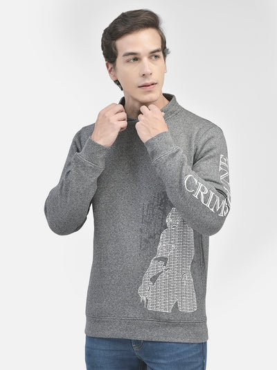 Grey Printed Sweatshirt-Men Sweatshirts-Crimsoune Club