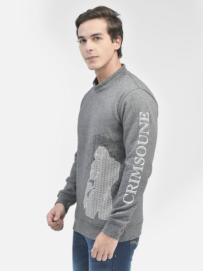 Grey Printed Sweatshirt-Men Sweatshirts-Crimsoune Club