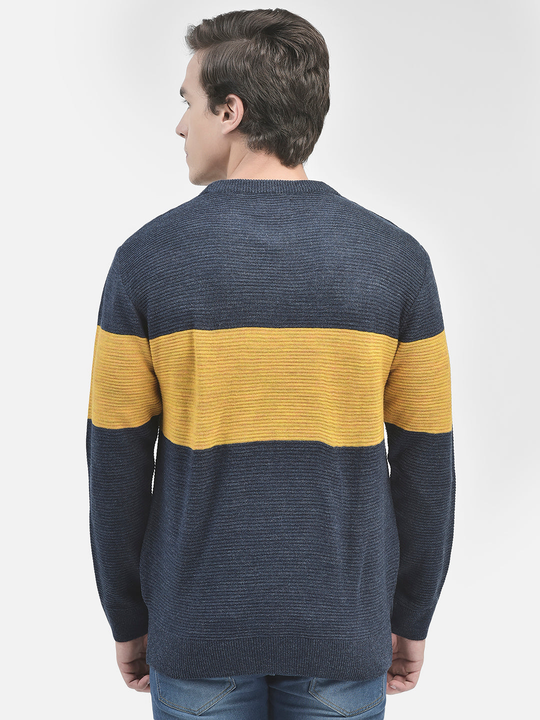 Mustard Colourblocked Sweater-Men Sweaters-Crimsoune Club